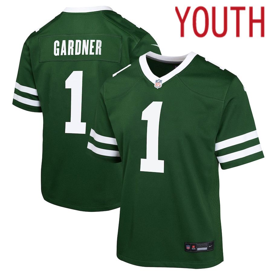 Youth New York Jets 1 Ahmad Sauce Gardner Nike Legacy Green Game NFL Jersey